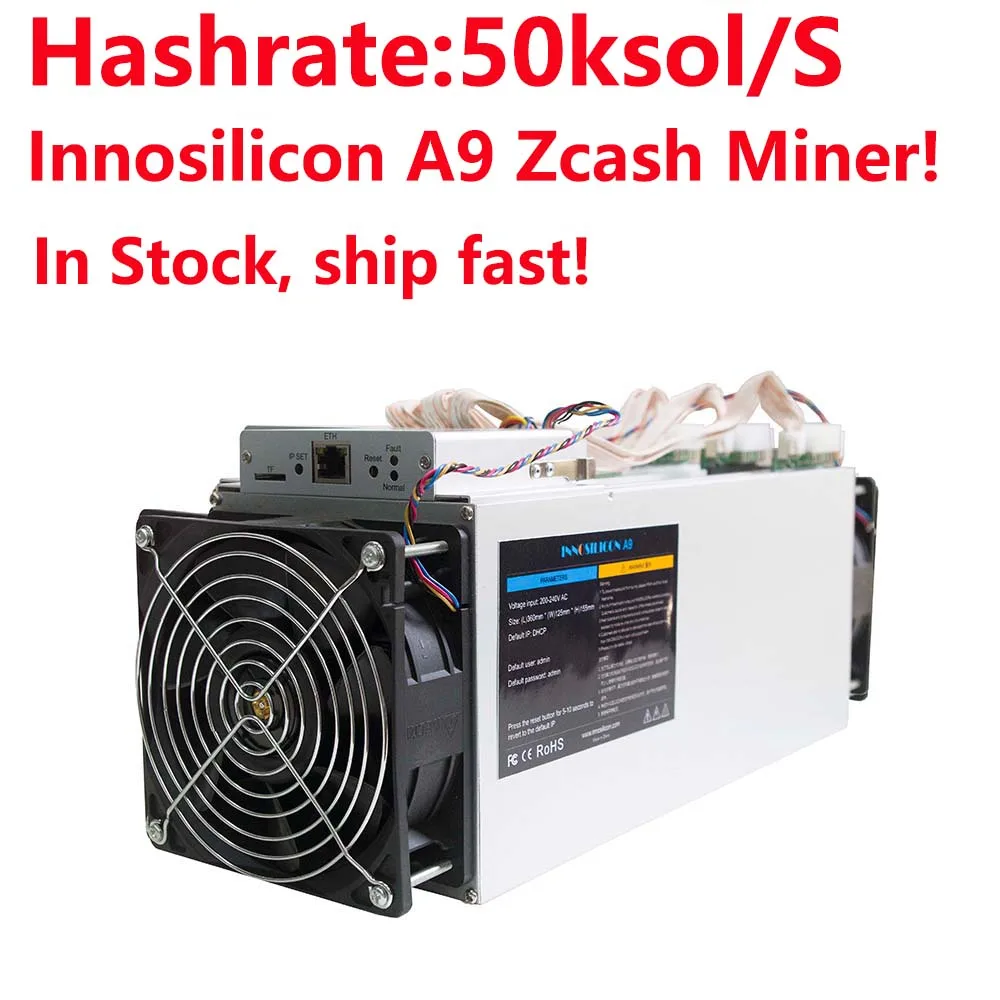 

In stock!Newest Zcash Miner! Innosilicon A9 ASIC Miner 50ksol/S without PSU low noise most profitable Miner better than Z9 Mini