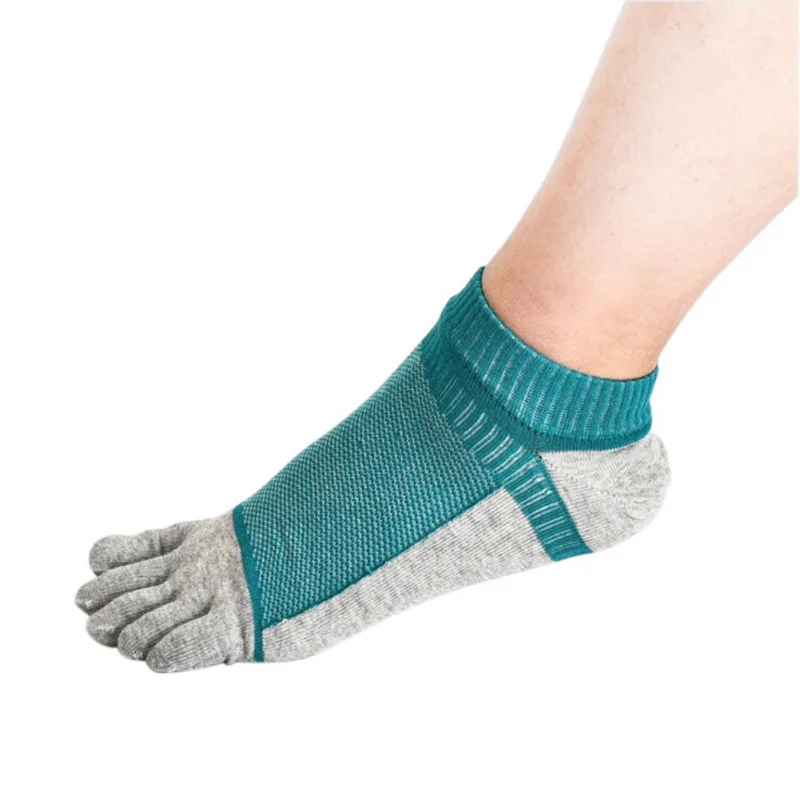 Sunnyrain унисекс 1 пара хлопок пять пальцы рук и ног Носки спортивные Лоскутные дышащие уличные носки горячие спортивные носки - Цвет: Зеленый