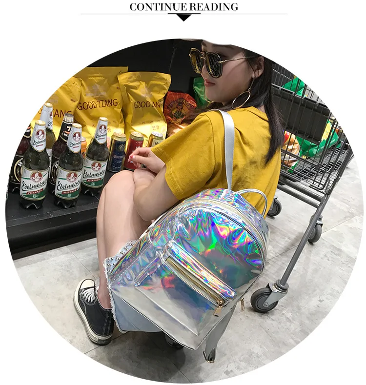 Маленький голографический рюкзак, лазерная голографическая сумка, mochila feminino, серебряный, многоцветный, для начальной школы, кожаный рюкзак, zaino olografico
