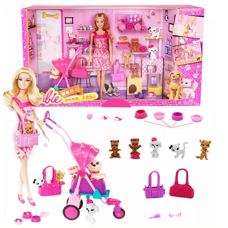 Барби авторизуется бренд покупки девочка и собака Барби Куклы набор для маленькой девочки Рождественский подарок Барби Boneca BCF82