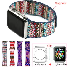 Fashion Bohemian Leather Loop Watchband for iwatch bands Strap Magnetic Stainless steel Buckle for Apple Watch