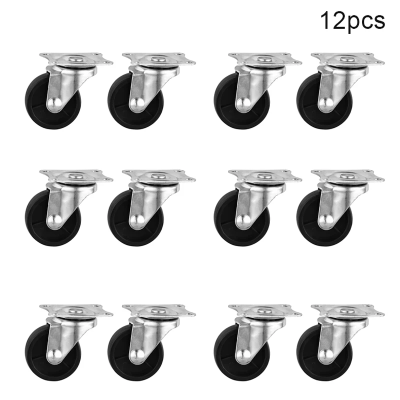 

Newest 2 Inch Black Universal Wheel Swivel Caster Wheels with Top Plate