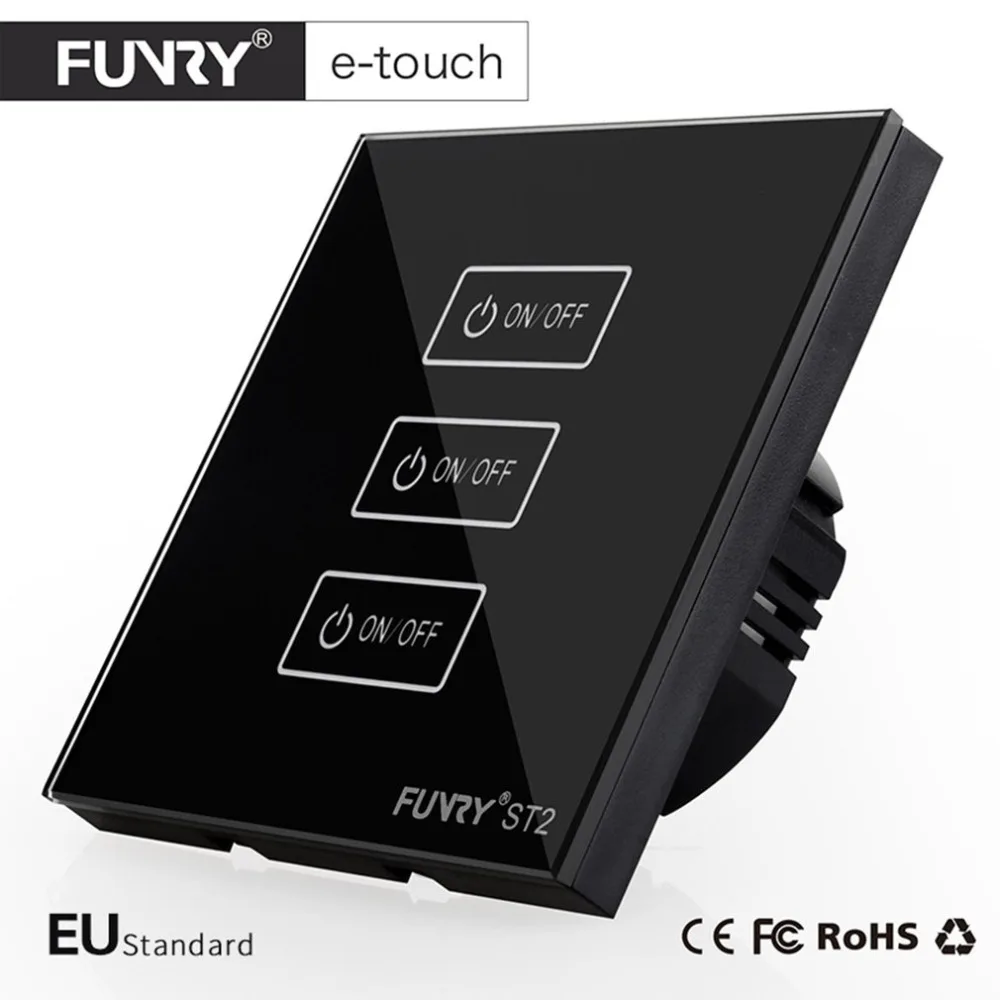 Funry ST2 3Gang EU Wall Touch Switch Lighting Smart Remote Control