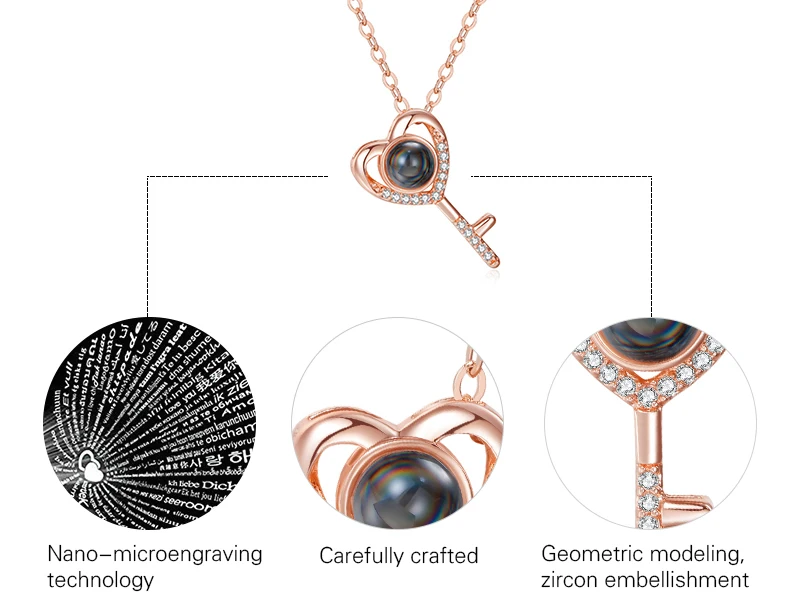 Горячее предложение проекция 100 языков я ЛЮБЛЮ ТЕБЯ ожерелье для женщин Любовь ключ памяти кулон ожерелье чокер в подарок для влюбленных
