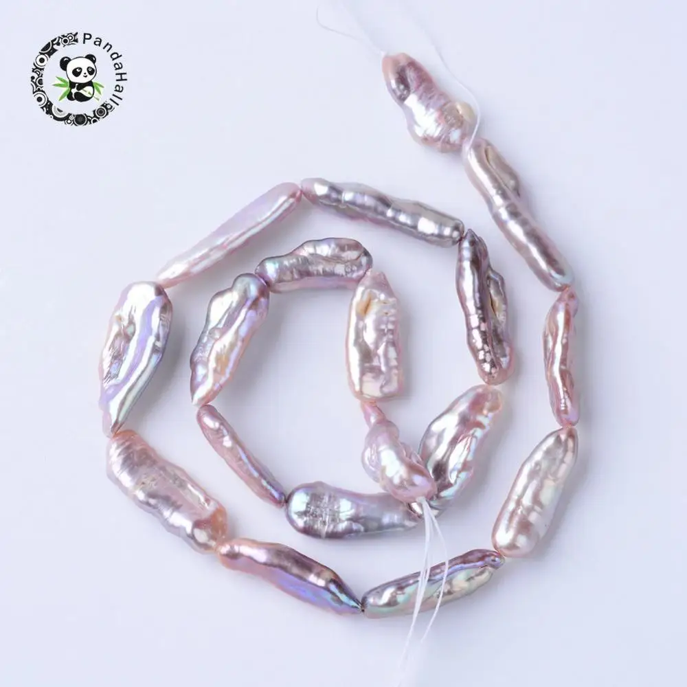 

Rectangle Natural Keshi Pearl Bead Strands Grade A Plum Coral 20~24x7~8x5~6mm, Hole: 0.5mm; about 17pcs/strand, 14.7''