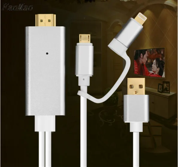 

Android IOS 2in1 Universal MHL Phone to HDMI Phone Access TV MHL Line for Smartphone Micro USB to HDMI 1080P Miracast TV Dongle