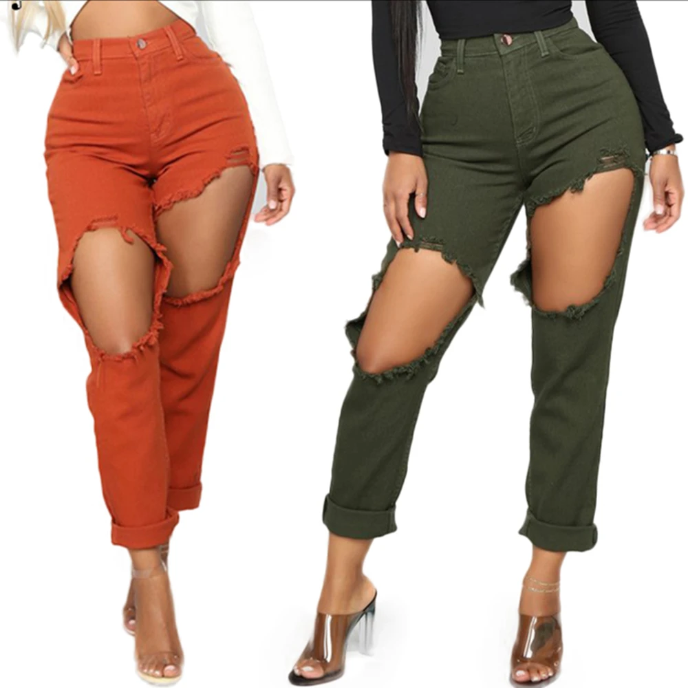 

2018 Sexy Jeans Women Destroyed Ripped Jeans For Women Denim Skinny Hole Pants Boyfriend Jeans Para Mujeres Big Sizes Feminino