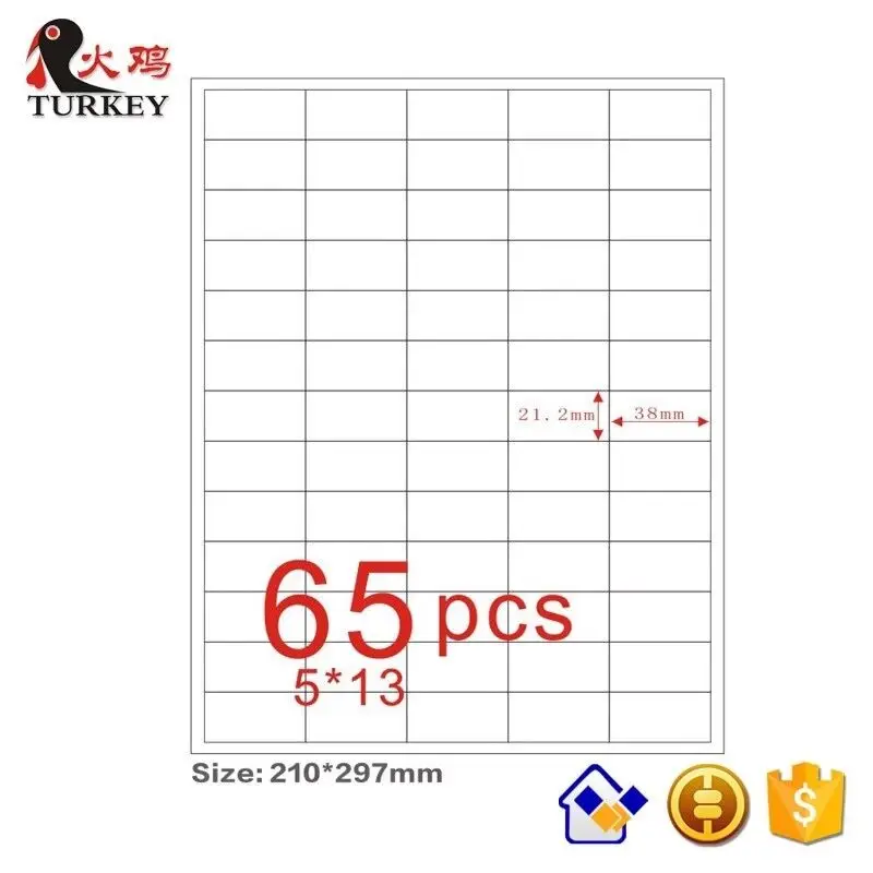 3250 шт. A4 Стикеры листы 38 мм x 21,2 мм матовая самоклеящаяся Стикеры пустой ярлык адреса 65-в A4 GL-39