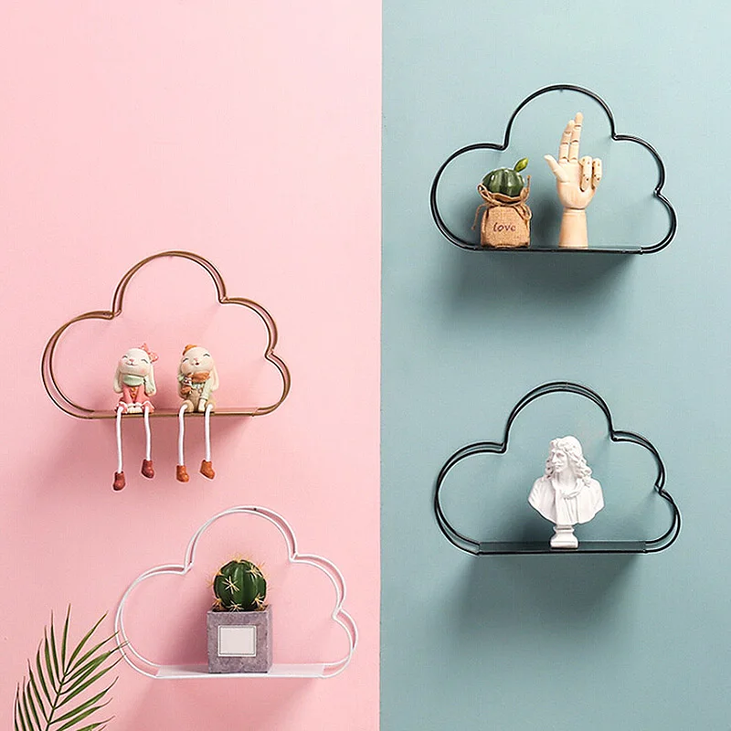 

Nordic Style Creative Cloud Design Shelf Potted Ornament Storage Holder Rack Shelves for Home Living Room Wall Decoration