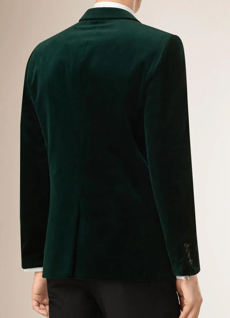  2019 Men Dark Green Velvet Luxury Suit Jacket Men Slim Fit Tailored Made Blazer Jacket Vestido Men  - 32978807300