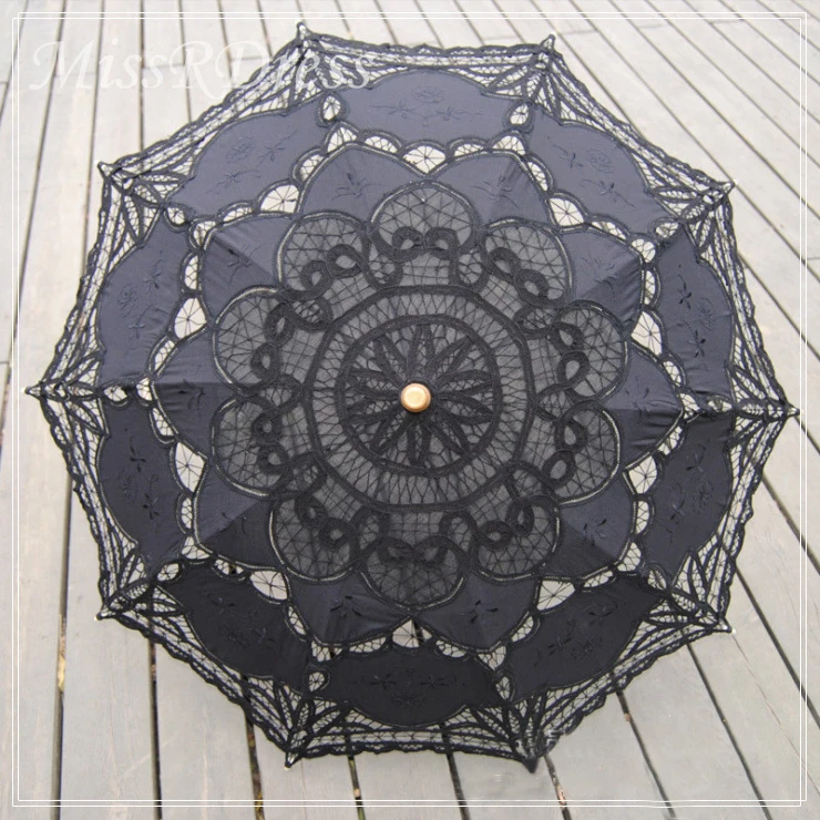 MissRDress хлопок вышивка Свадебная зонтик белый баттенбергское кружево зонтик винтажный зонт для свадебных аксессуаров JKs2