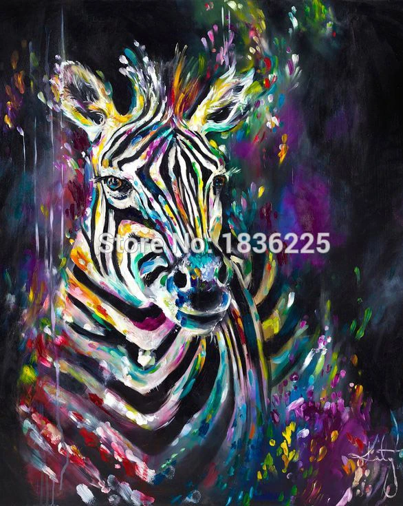 キャンバスにカラフルなウサギの油絵 モダンな抽象的なスタイル 動物のシマウマの油絵 芸術的な壁画 フレームなし Rabbit Oil Painting Decorative Paintingoil Painting Aliexpress