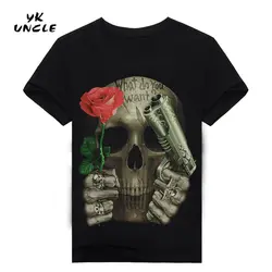 3D Печатный череп цветочный футболка для мужчин новейшая мода дизайнерские футболки топы панк-рок стиль хлопок мужская футболка плюс
