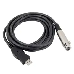 XLR Женский к USB Мужской 3 м 9FT черный кабель шнура адаптера микрофона Link Новинка 2015 Кабель-адаптер Adattatore каво USB