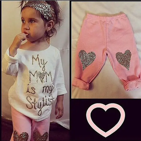 

New Toddler Kids Baby Girls Outfits Clothes T-shirt Tops + Long Pants Trousers A