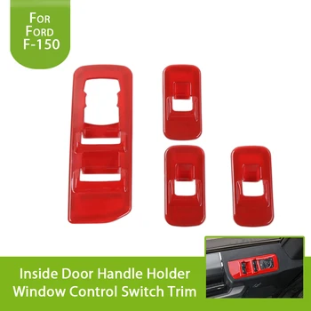 

Car Styling Red Wood Color Texture Window Lift Panel Switch Trims Kit for 2015 2016 2017 2018 Ford F150 Interior Accessories