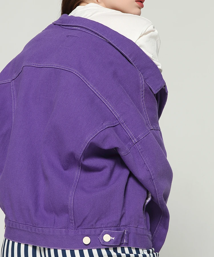 Осень весна Harajuku BF стиль джинсовая куртка для мужчин и женщин Винтаж оверсайз свободные женские джинсы пальто женские фиолетовые пальто