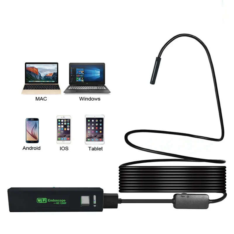 HD Wifi Endoscope Camera Mini Waterproof Hard Cable Inspection 8mm USB Borescope IOS For Iphone | Инструменты
