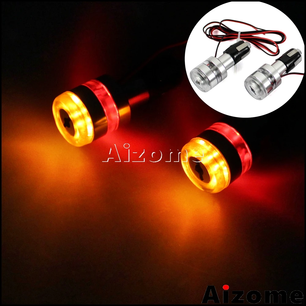 

Universal LED Handlebar Turn Signals Motorcycle Open Bar End Turn Signal Lights Amber Indicator Flashers 7/8" Bar End Blinkers