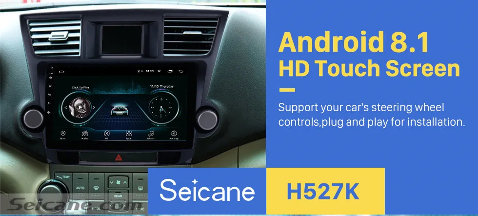 Excellent Seicane 2Din Android 8.1 Car 10.1" Auto Radio For Toyota Highlander 2014 2015 GPS Multimedia Player Head Unit Support Wifi OBD2 0