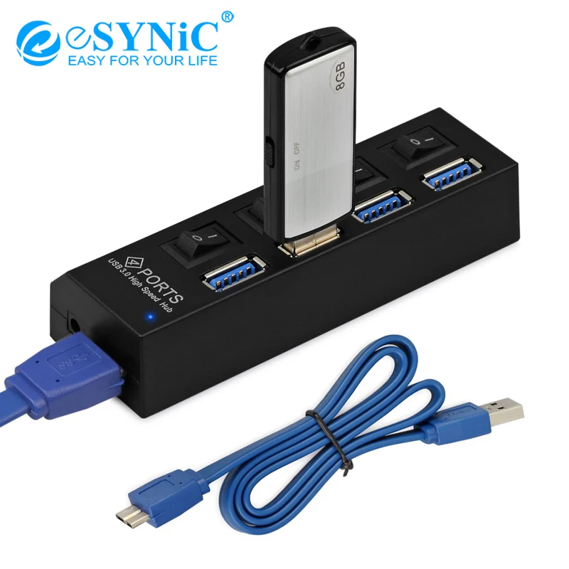 4 портовый концентратор eSYNiC USB 3 0 2 дюйма многофункциональный кабель с