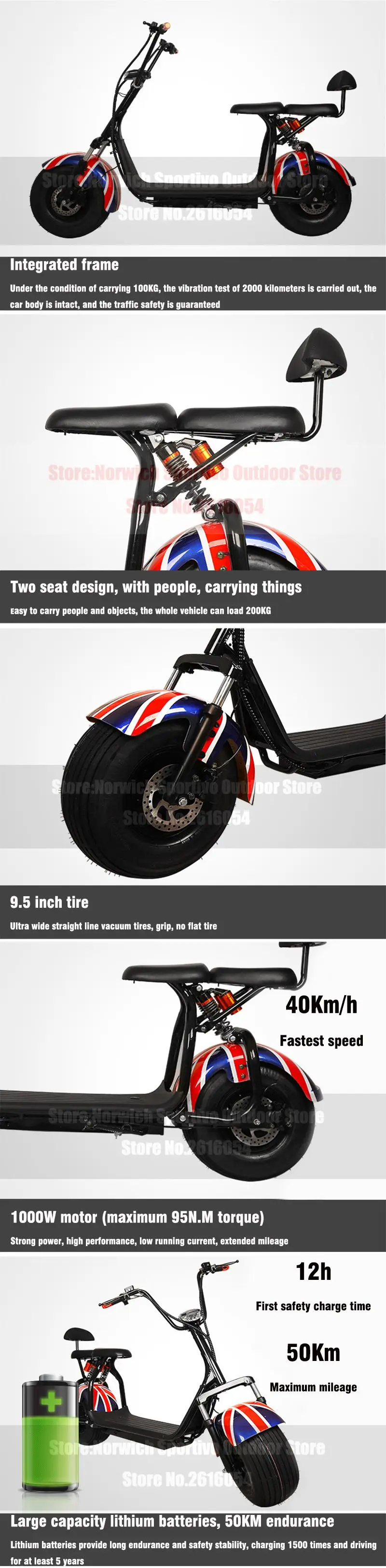 Clearance Citycoco Tire 1000W Brushless Motor Two Seats Hydraulic Shock Absorber Adult Neutral Customizable Electric Scooter 6 Clearance Citycoco Tire 1000W Brushless Motor Two Seats Hydraulic Shock Absorber Adult Neutral Customizable Electric Scooter 6