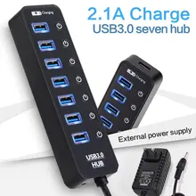 Usb-хаб, usb-разветвитель Leadzoe с 7 разъемами USB 3,0 и 1 портом USB для зарядки и 5 в 2 а с 8 индивидуальными переключателями питания