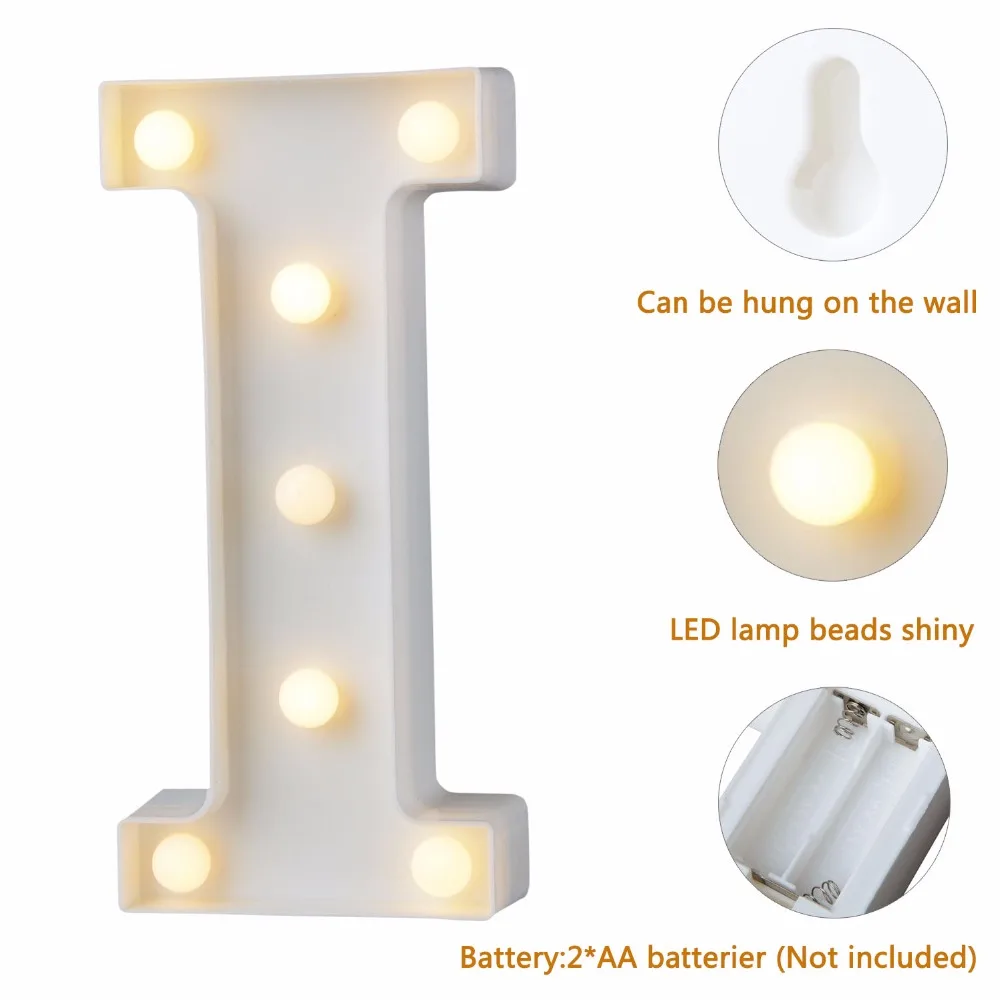  White Plastic Letter LED Night Light Marquee Sign Alphabet Lights Lamp Home Club Outdoor Indoor Wal - 32885707915
