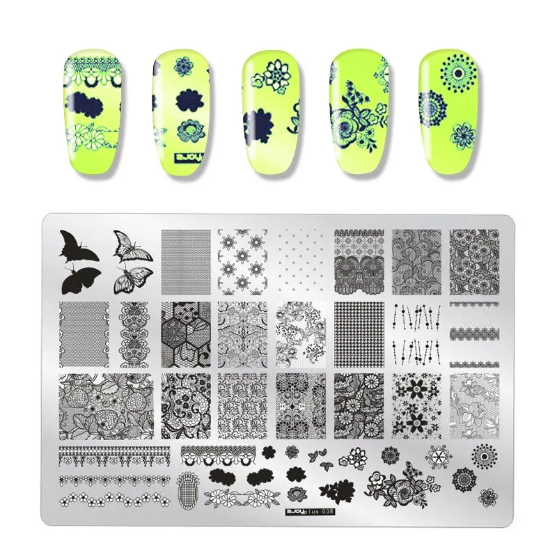 1 шт ногтей штамповки пластины шаблон для ногтей цветущие листья Марка с бабочкой дизайн ногтей штамп шаблон изображения аксессуары для трафаретов инструмент - Цвет: 38