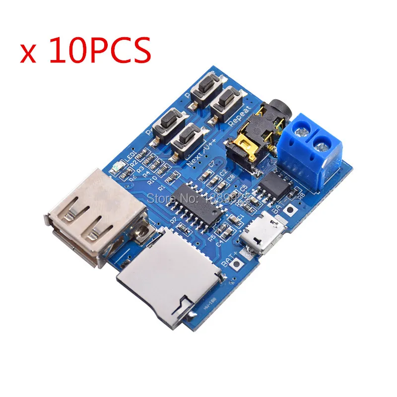 10Pcs TF Card U Disk MP3 Format Decoder Board Mirco USB Port Amplifier Decoding Audio Player Module 3.7-5.5V audio-player
