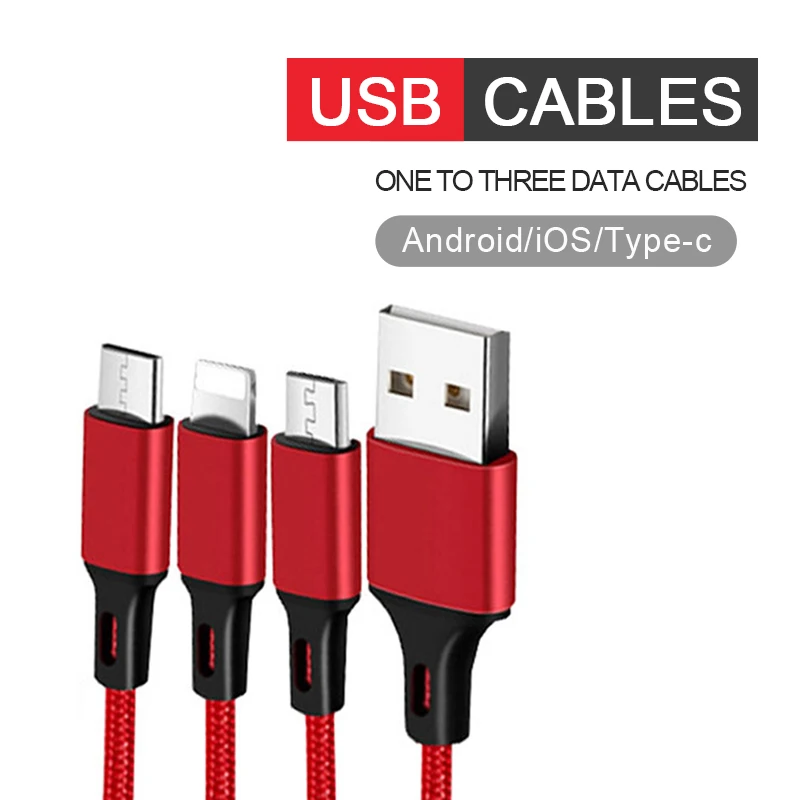 3 в 1 микро USB кабели для мобильных телефонов 5V2A Тип зарядки c iOS Android Быстрая зарядка зарядное устройство тип-c 3в1 несколько шнуров