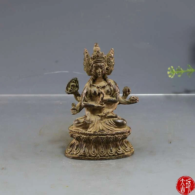 

Chinese Tibet Buddha Bronze statue Three faces Buddha of Nepal old copper statue