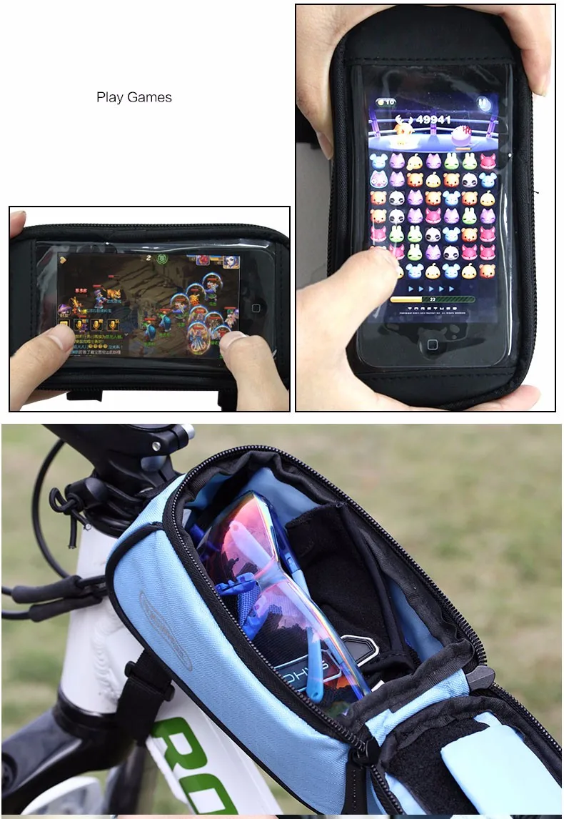 Best 5.5 /4.8 /4.2 Inches Front Roswheel Bike Frame Bag Cell Phone Case Cycling Pouch Touch Screen Mtb Bycicle Bicycle Basket 12496 7