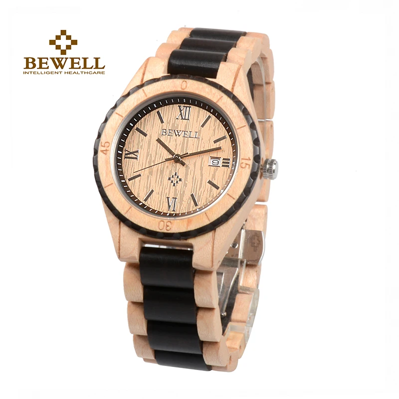 

BEWELL Men's Watch Handmade Natural Wood Watch Top Brand Design Quartz Watch Simple Fashion Color Lightweight Portable 128AG