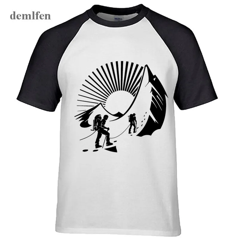 

Fashion Men's O-neck T-Shirts Mountain climb Hobby Design T-shirt Cotton Raglan Sleeve T Shirt Summer Casual Cool Tees