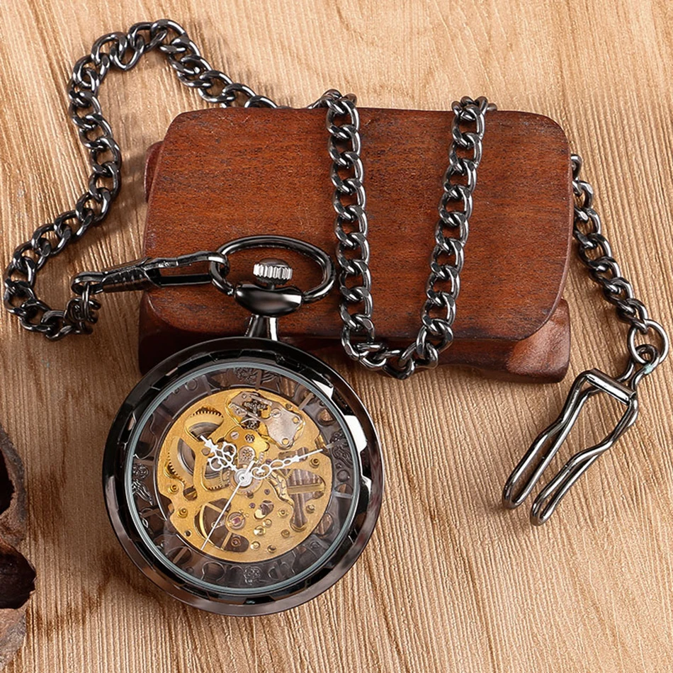Open Face Classic Women Pendant Trendy Hand-winding Pocket Watch Vintage Luxury Mechanical Steampunk Fob Watch (7)