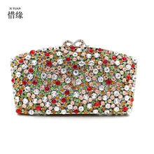 XIYUAN Брендовые женские вечерние сумки смешанные цвета металлические сумочки с бриллиантами с цепочкой женские сумки через плечо для свадебных сумок