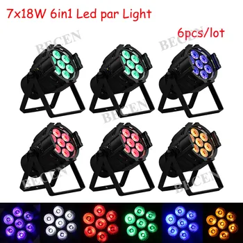 

BECEN no fee 6pcs 7x18w RGBWA UV 6in1 mini PAR led 64 light dmx dj lighting for wedding party
