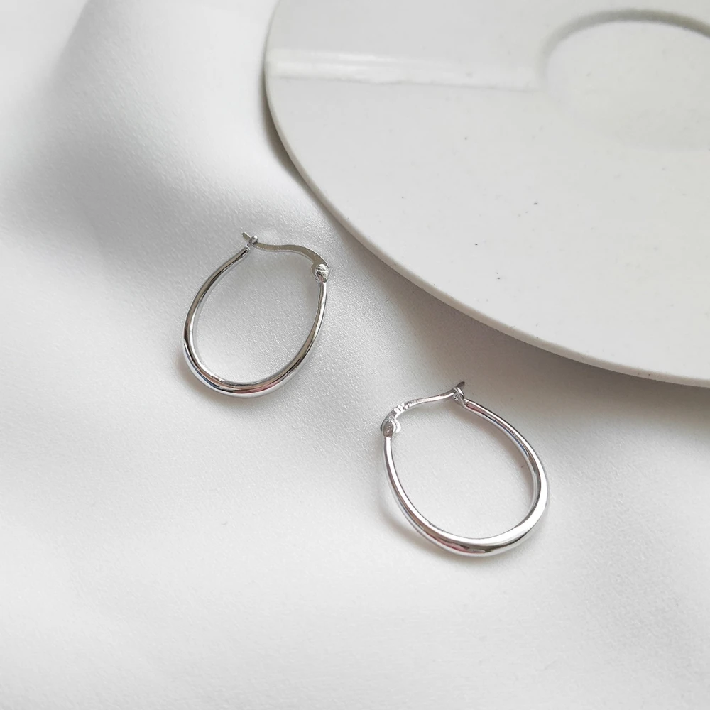 

925 Sterling Silver Horseshoe Buckle U-shaped Solid Hoop Earrings Simple Wire Circle Earrings S925 Women Fashion Gifts