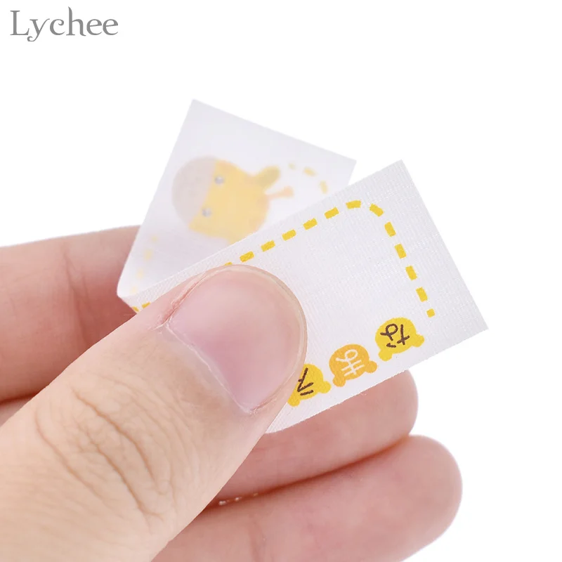 Lychee 6pcs/pack Cute Cartoon Animal Name Sticker Patches Iron On Handwritten Name Patch DIY Clothing Applique Accessory