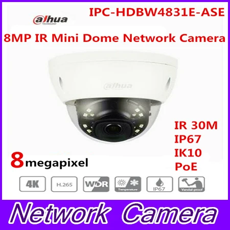 Original Dahua English version IPC-HDBW4831E-ASE 8MP POE IR mini dome network camera CCTV IP camera with IK10 IP67 Mic built in Original Dahua English version IPC-HDBW4831E-ASE 8MP POE IR mini dome network camera CCTV IP camera with IK10 IP67 Mic built in