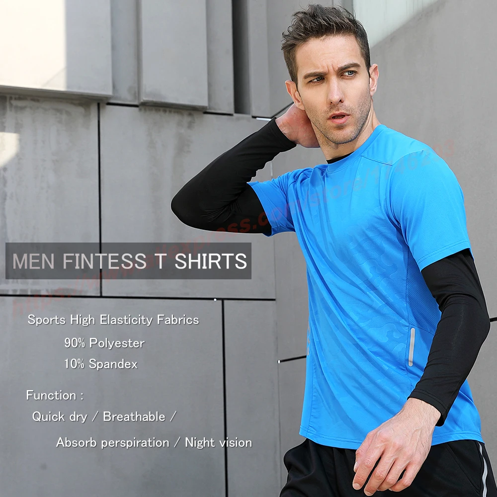 Summer Sport Suit Men Gym Compression Running Set Outdoor Short Sleeve T-Shirts Shorts Print Men's Quick Dry SportSuits