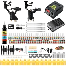 Пусковой Набор для начинающих Полный комплект татуировки набор для татуировки роторные пулеметы 54 Чернила блок питания ручки набор