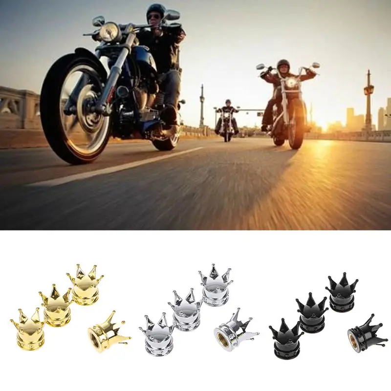 

Bicycle Tire Valve Caps Universal Dustproof Crown Tyre Wheel Stem Air Valve Caps Tire Valve 4Pcs