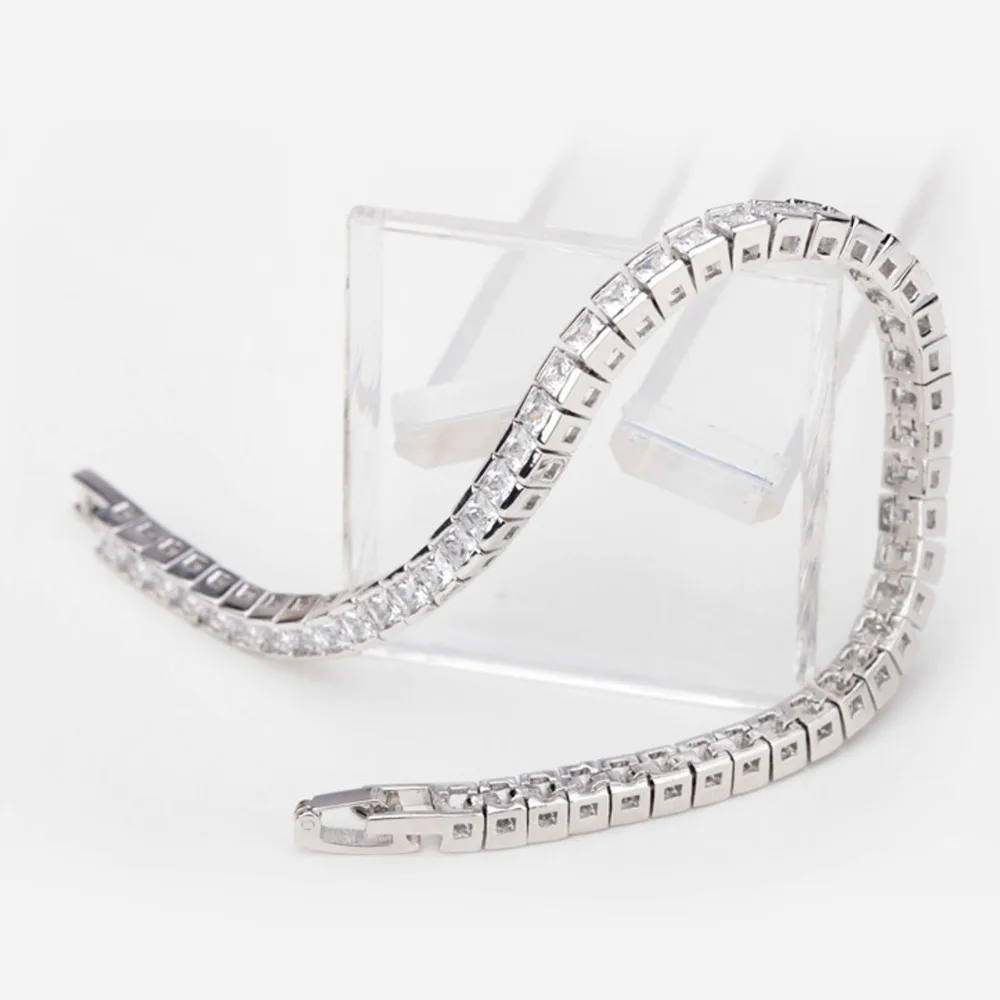 LUOTEEMI Brand Hot Selling Simple Style Full of Square Shape Cubic Zirconia Luxury Women Charm Bracelet Factory Wholesale Gift