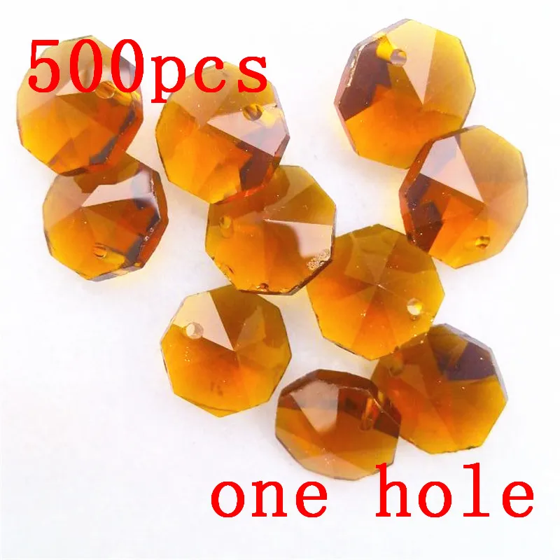 Shiny 500pcs/Lot 14mm Tea Crystal Octagon Beads In One Hole Wedding Garland Strand Decoration | Лампы и освещение