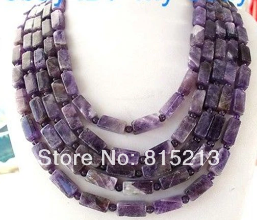 

ddh001288 5Strands Square&Round Amethyst Necklace 925 Silver Clasp