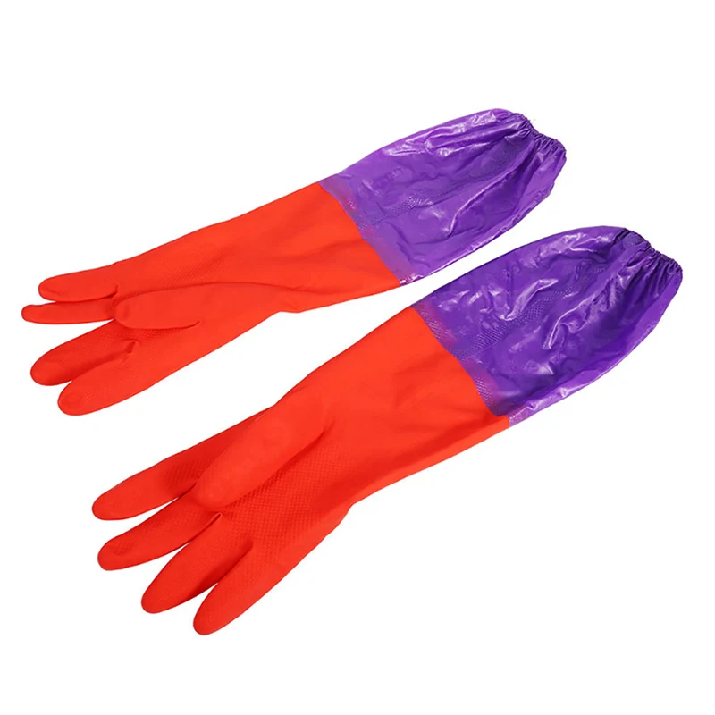 Rubber Latex Dish Washing font b Gloves b font Hand Protective Cleaning Mittens Long font b