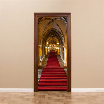 

2 pcs/set 3D PVC Wall Stickers Door Sticker Decal DIY Mural Decoration Bedroom Poster Retro Book Cabinet Waterproof Imitation