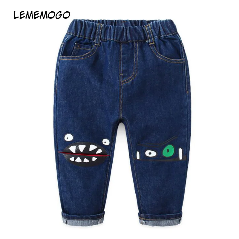 lememogo Summer Cotton Baby Boy black Jeans Kids Elastic Waist Trousers